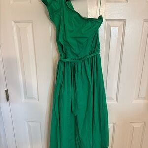 J. Crew Vibrant Green One-Shoulder Dress
